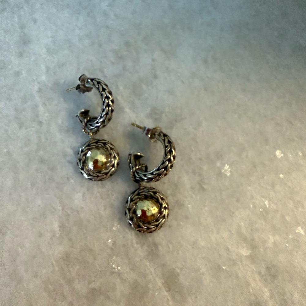 John Hardy Gold and Silver Hoop Earrings